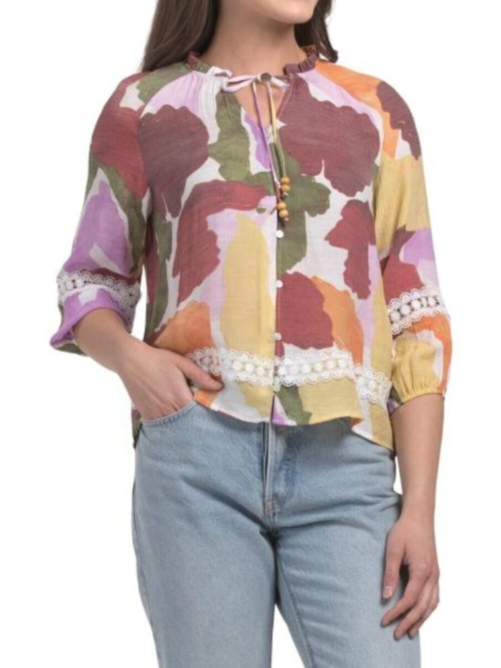 ZAC & RACHEL Petite Printed Slub Top